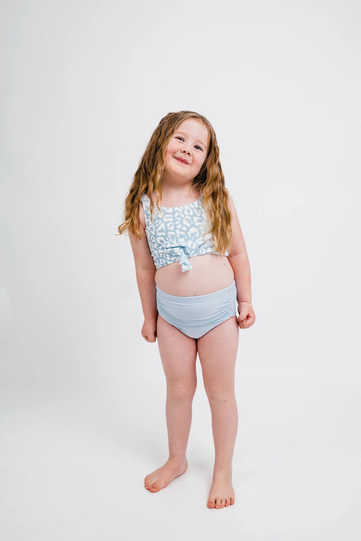The Mini Traveler Top | Powder Blue Leopard Print