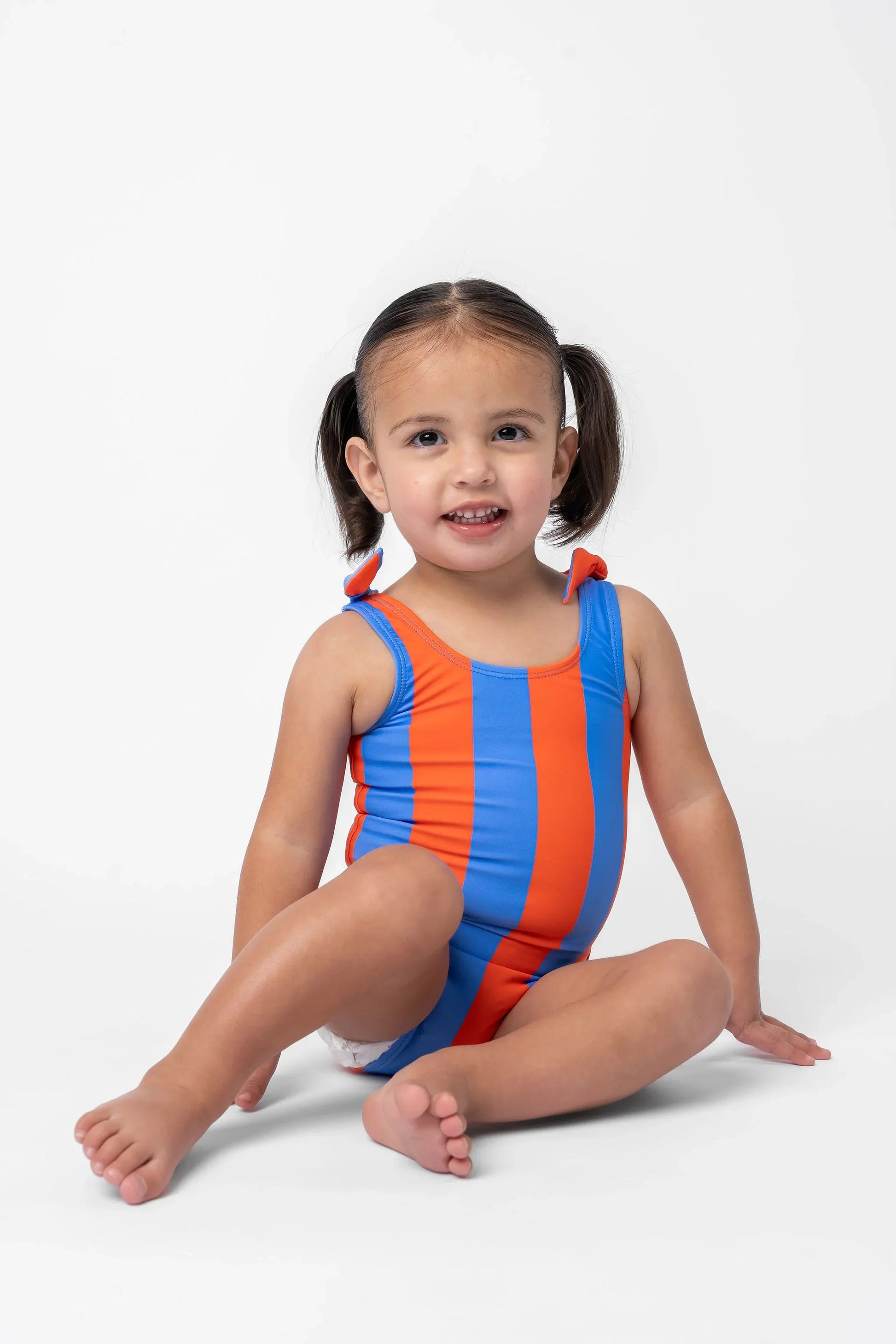  Mini Palm Tree One Piece | Blue Orange Stripe