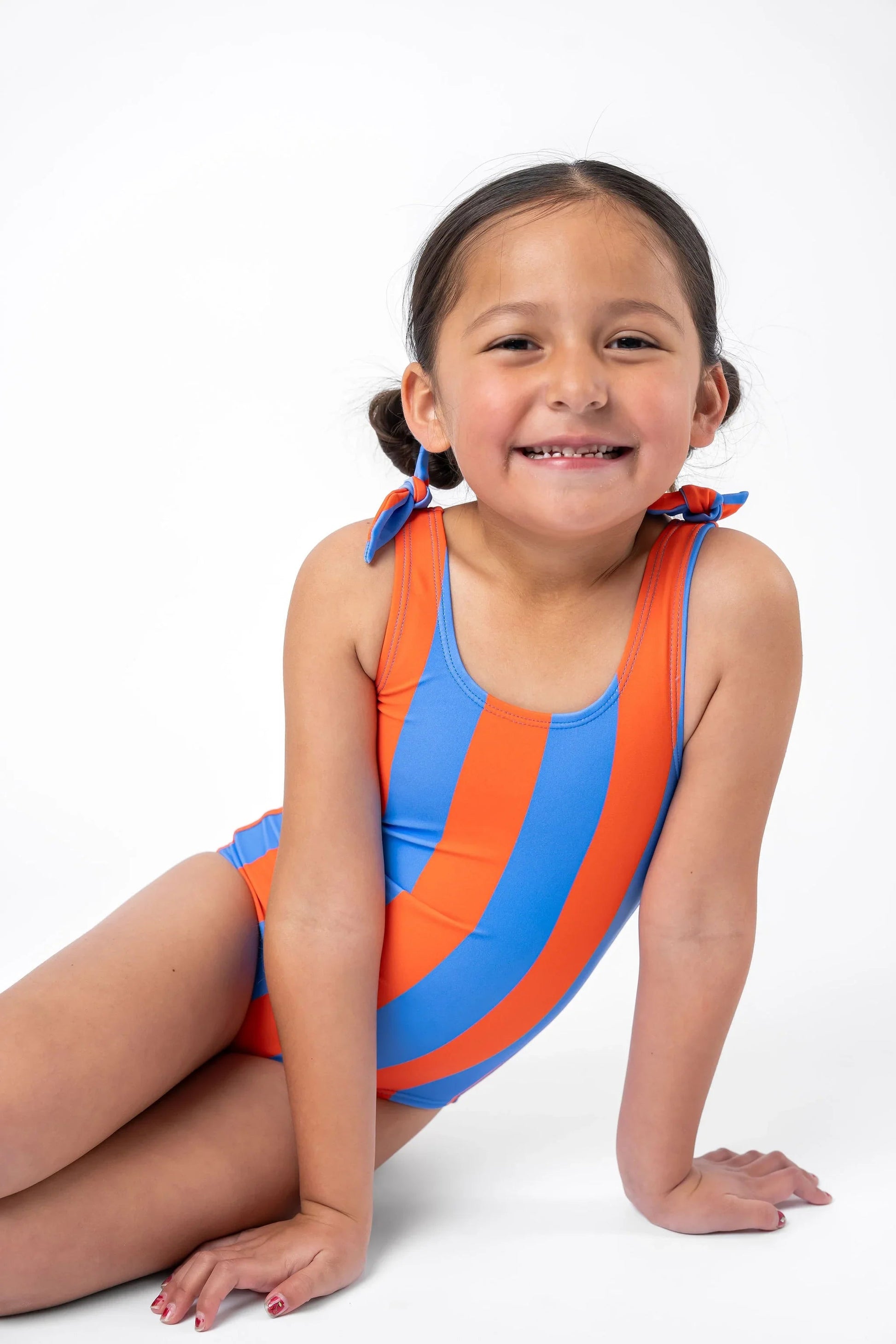 Mini Palm Tree One Piece | Blue Orange Stripe
