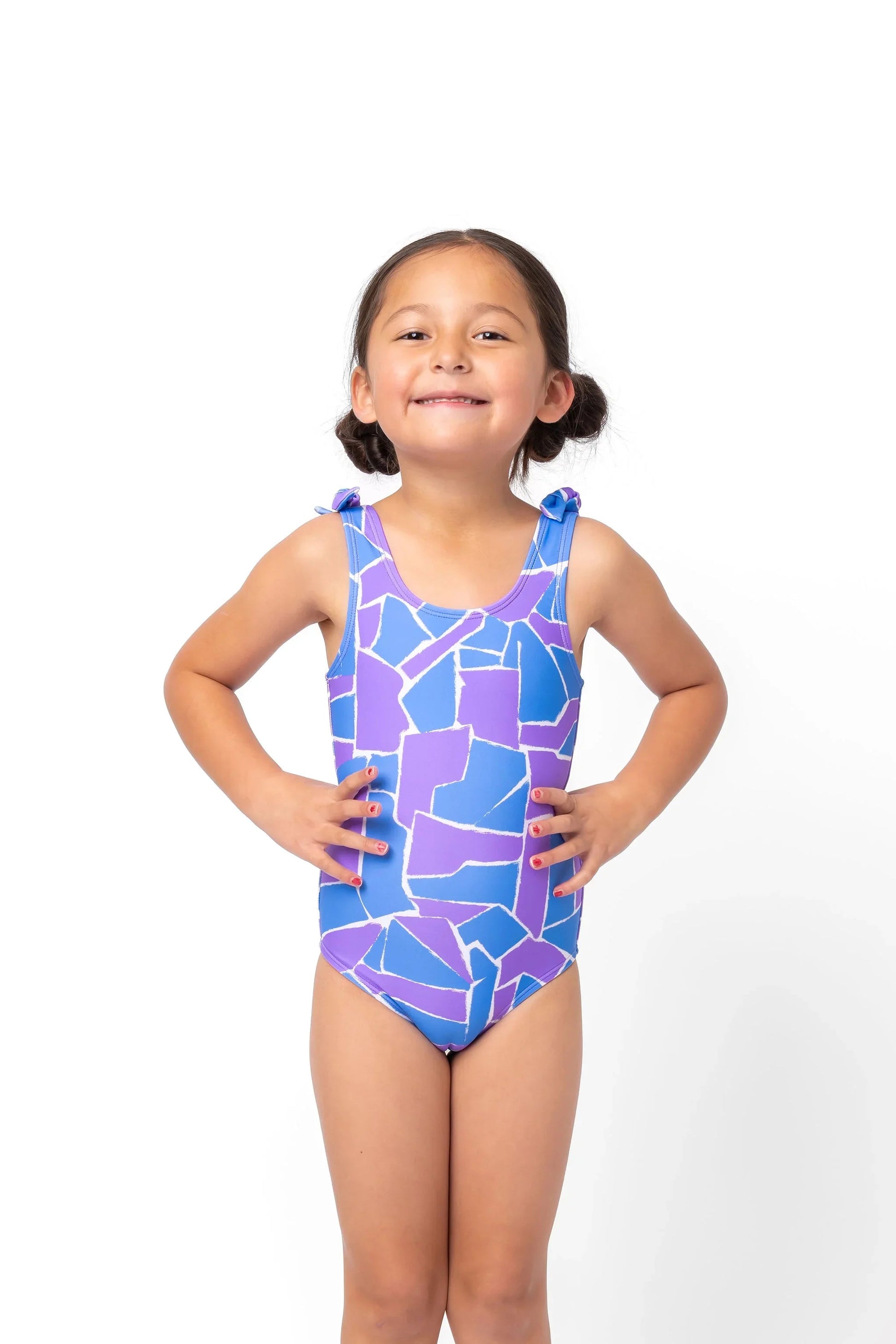  Mini Palm Tree One Piece | Geometric Purple & Blue