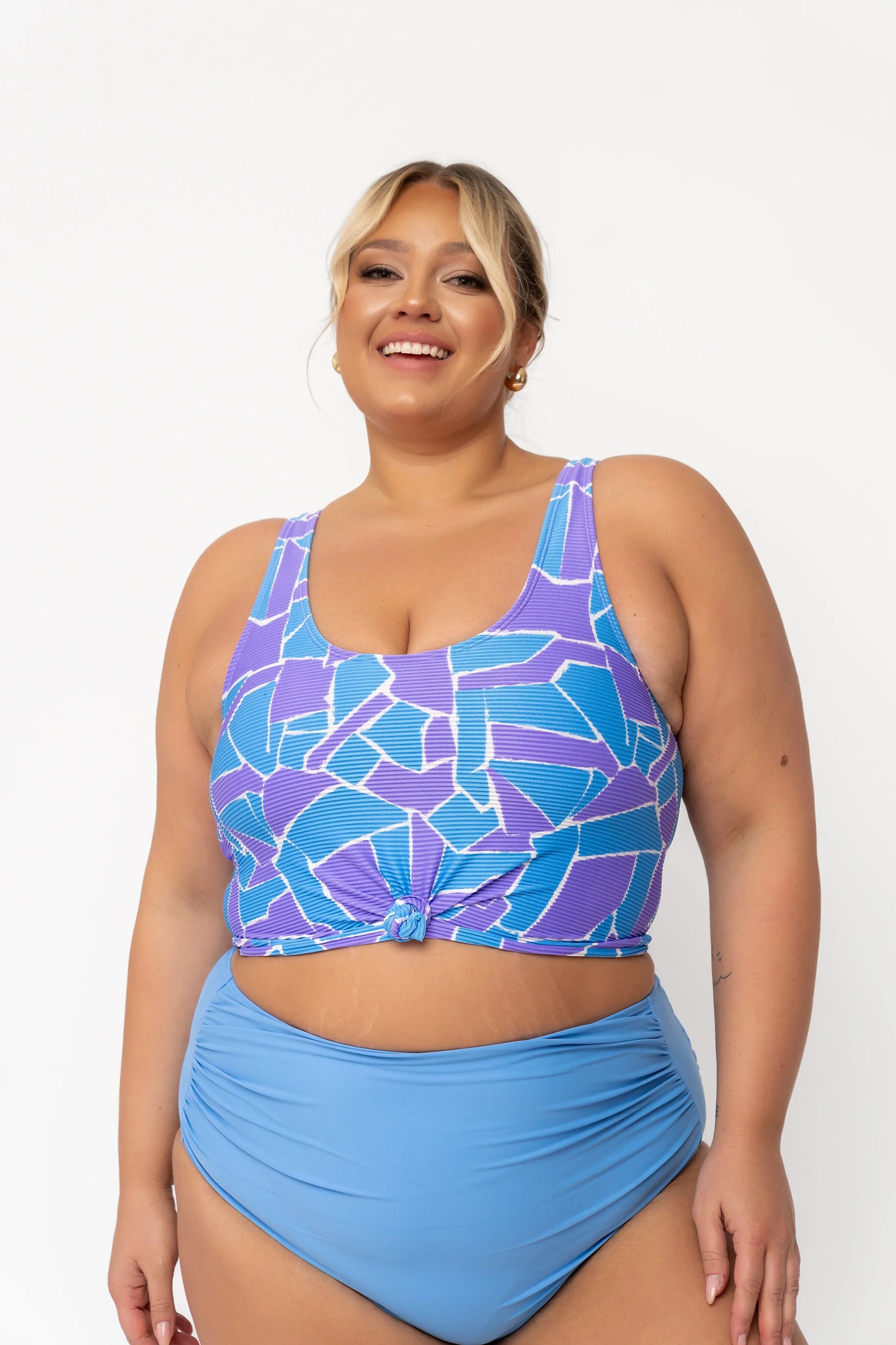  Traveler Top | Geometric Purple & Blue