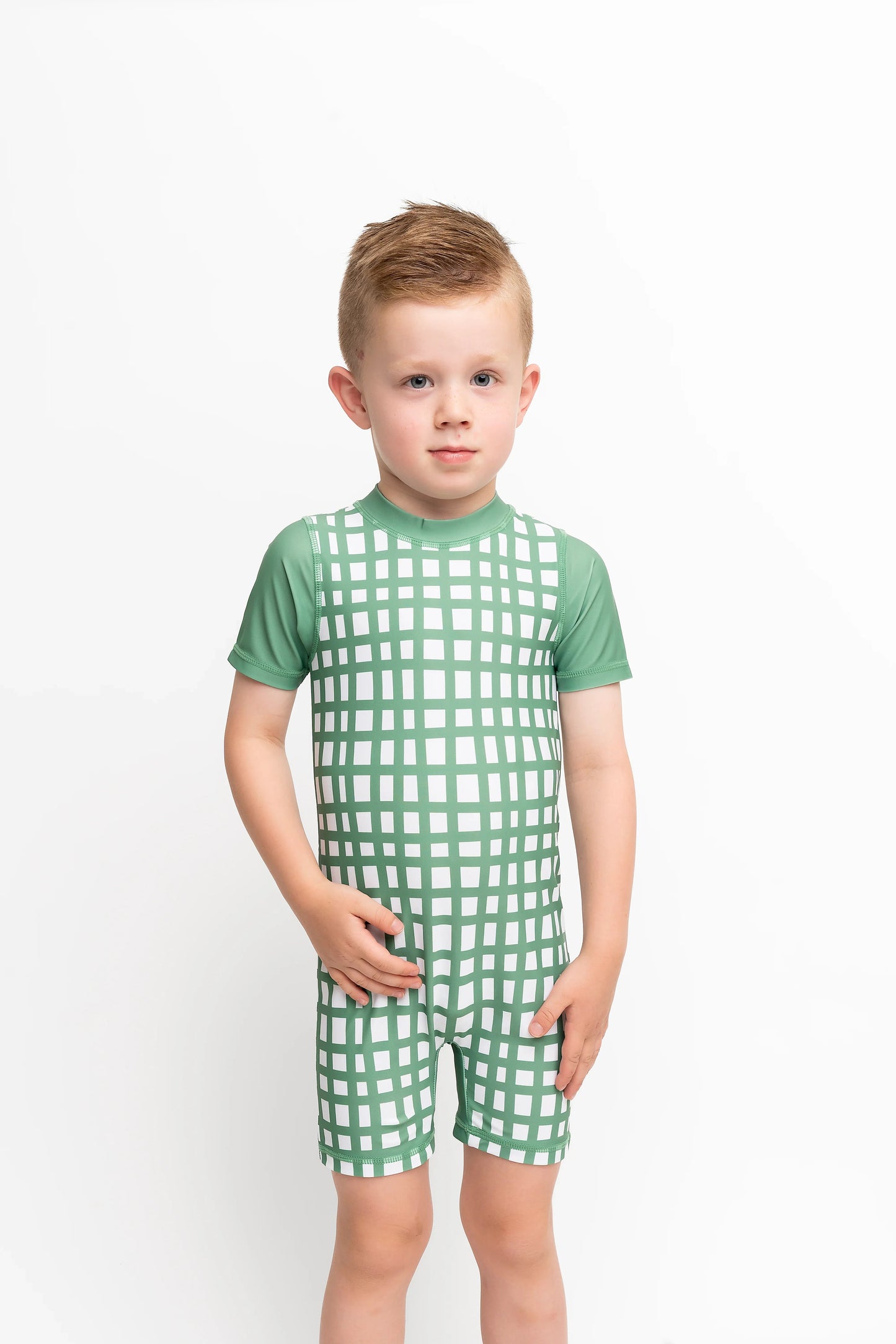  Kids Rashguard | Dark Sage Plaid
