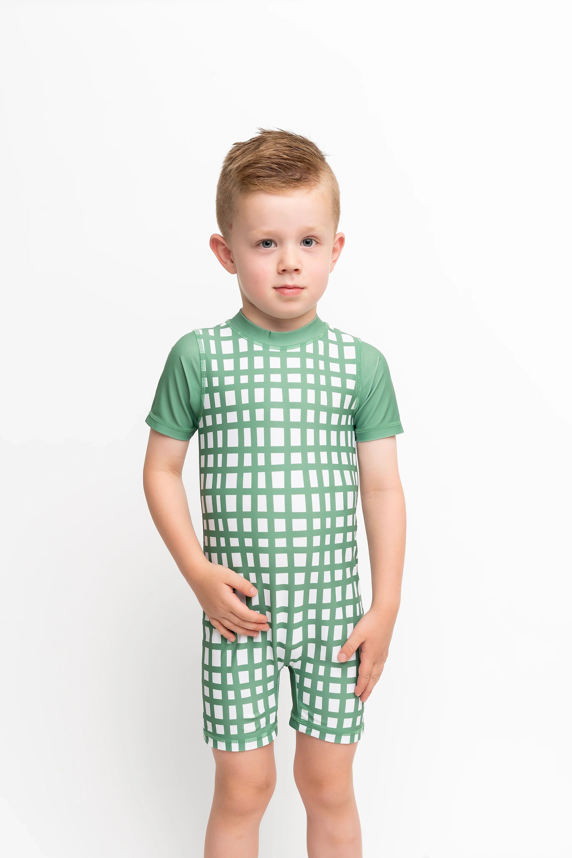  Kids Rashguard | Dark Sage Plaid