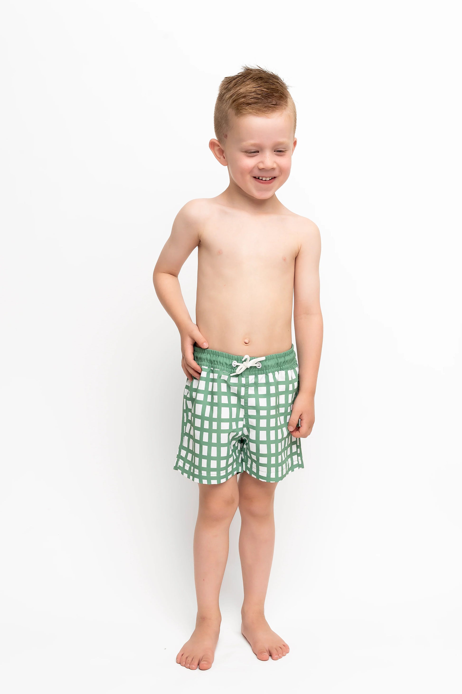 Mini Hang Ten Shorts | Dark Sage Plaid