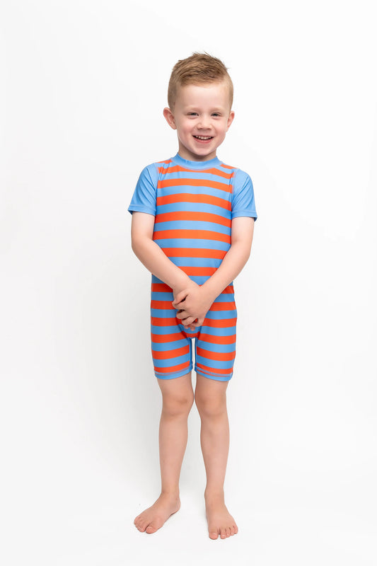  Kids Rashguard | Blue Orange Stripe