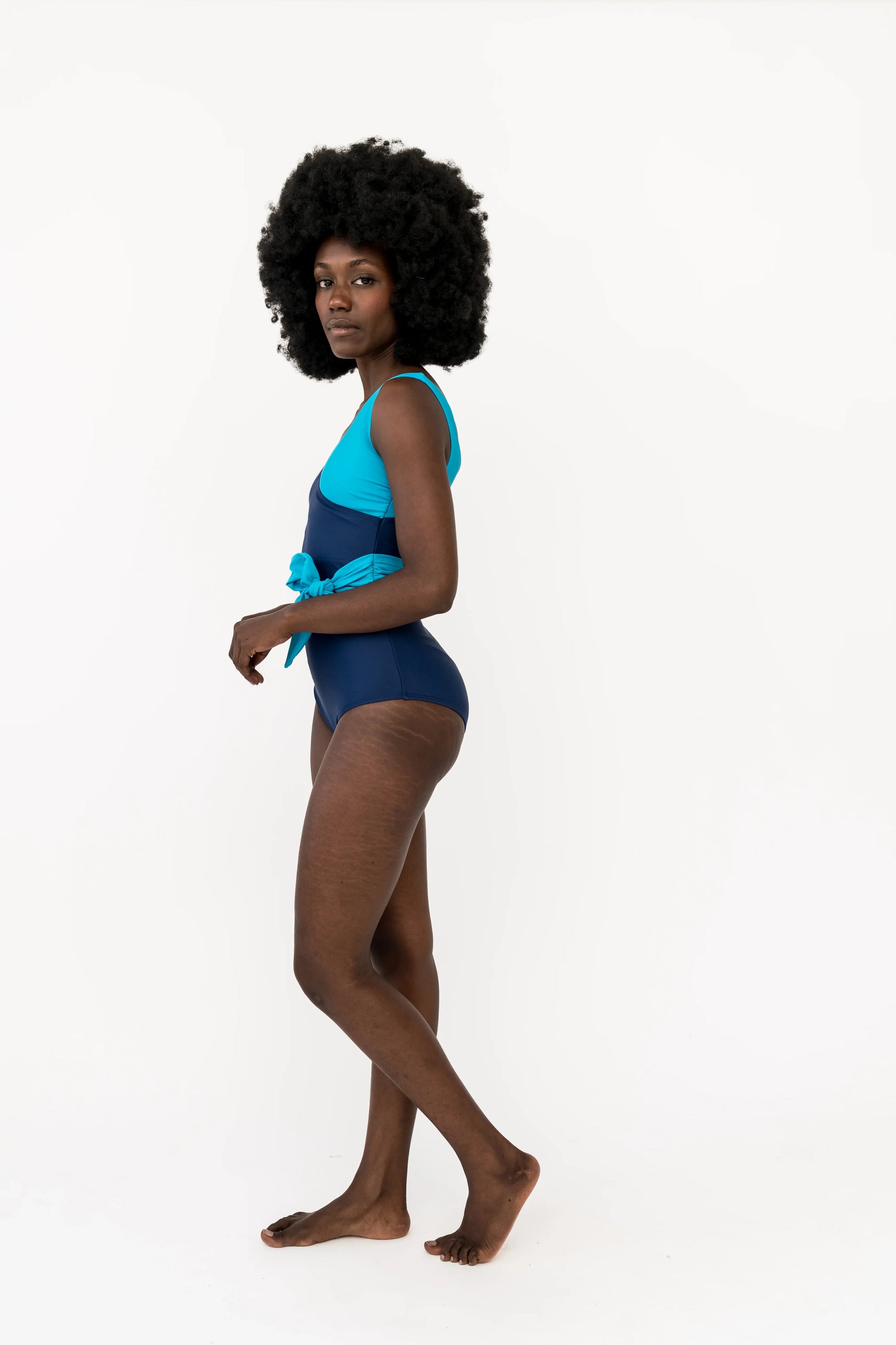  Palm Beach One Piece | Navy Aquamarine