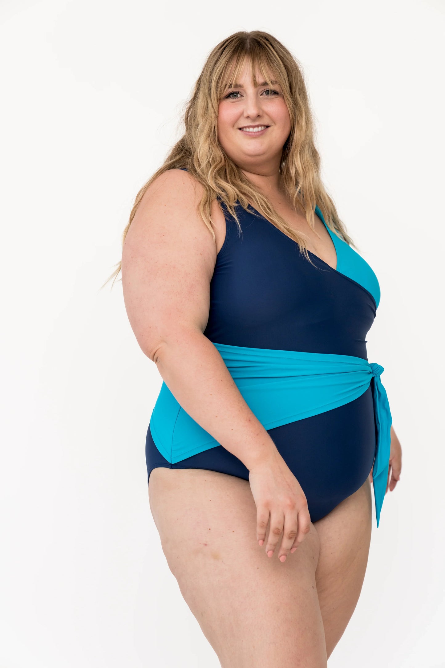  Palm Beach One Piece | Navy Aquamarine