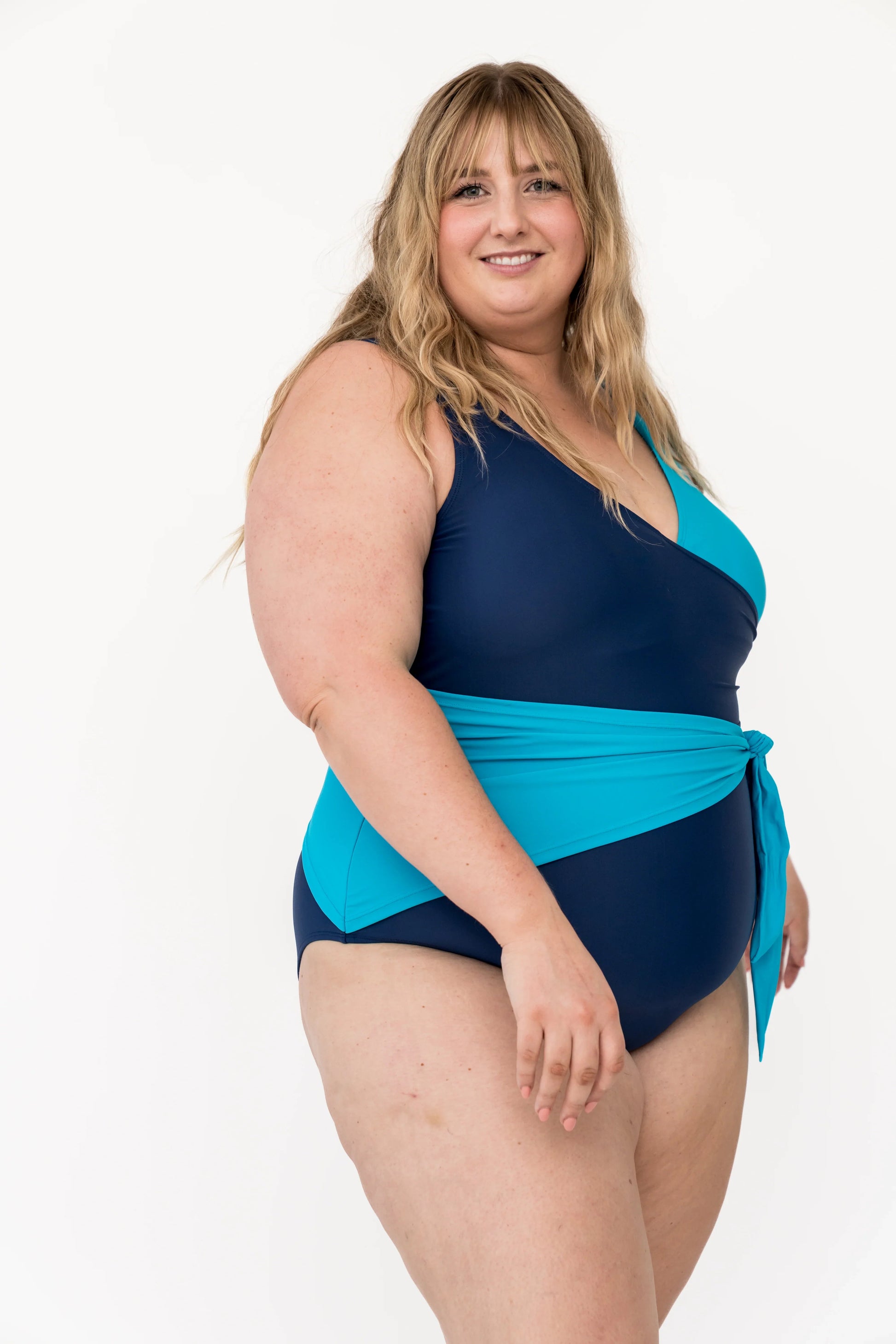  Palm Beach One Piece | Navy Aquamarine