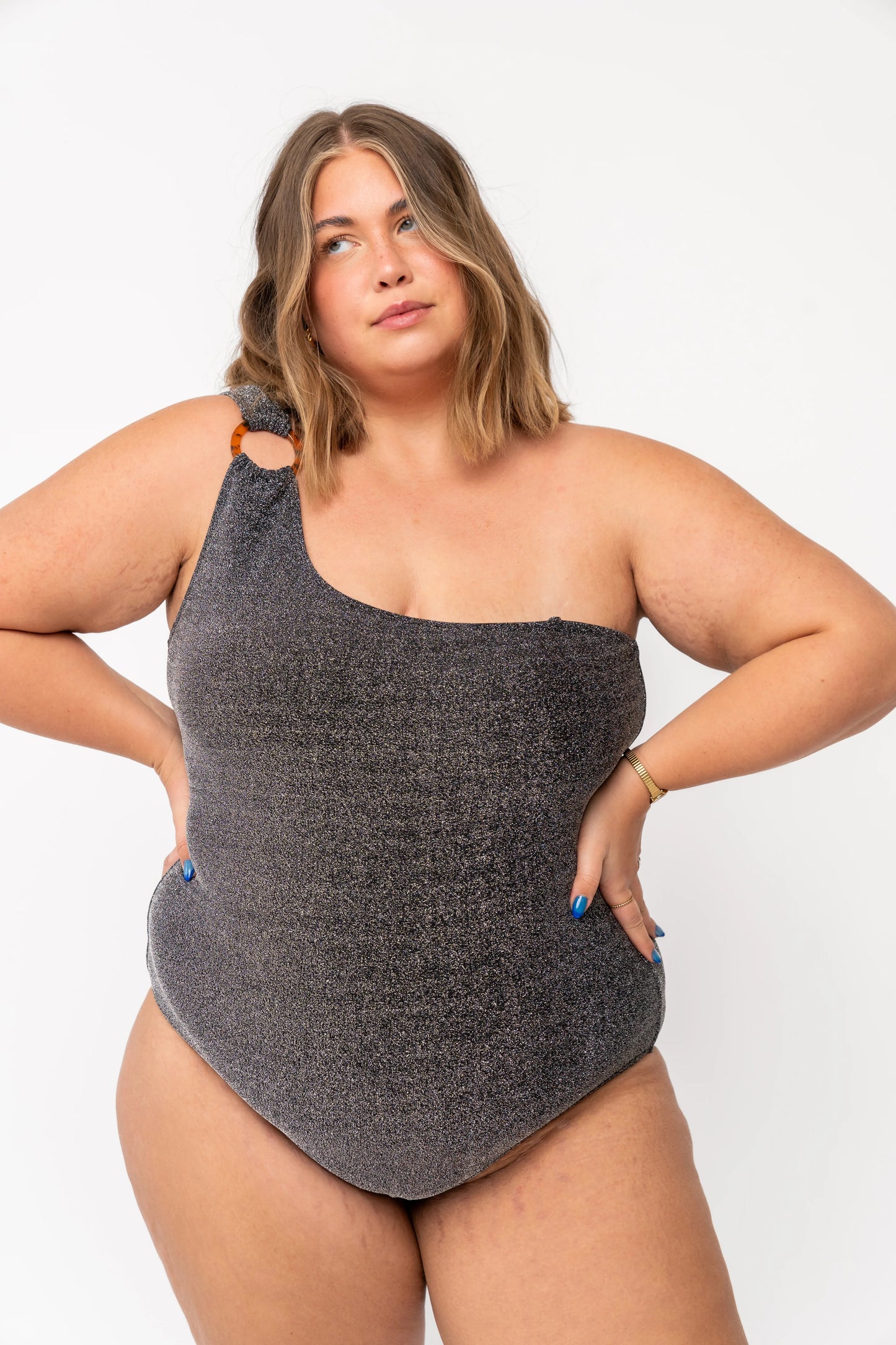  Ripple One Piece | Black Shimmer