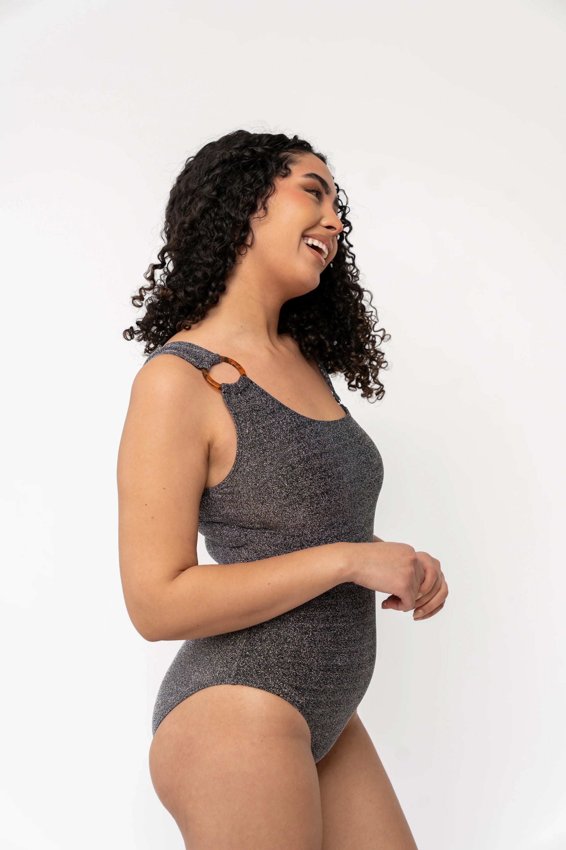  Ripple One Piece | Black Shimmer