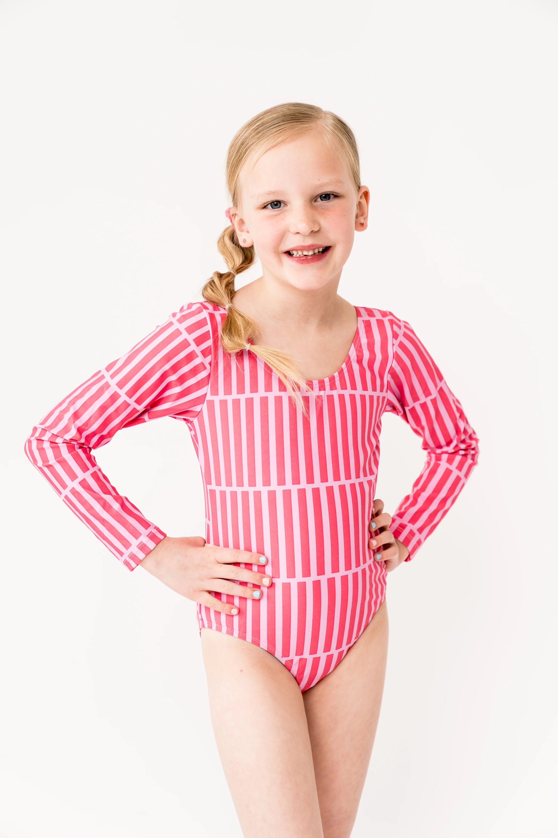  Mini Surfer Girl One Piece | Pink Stripe