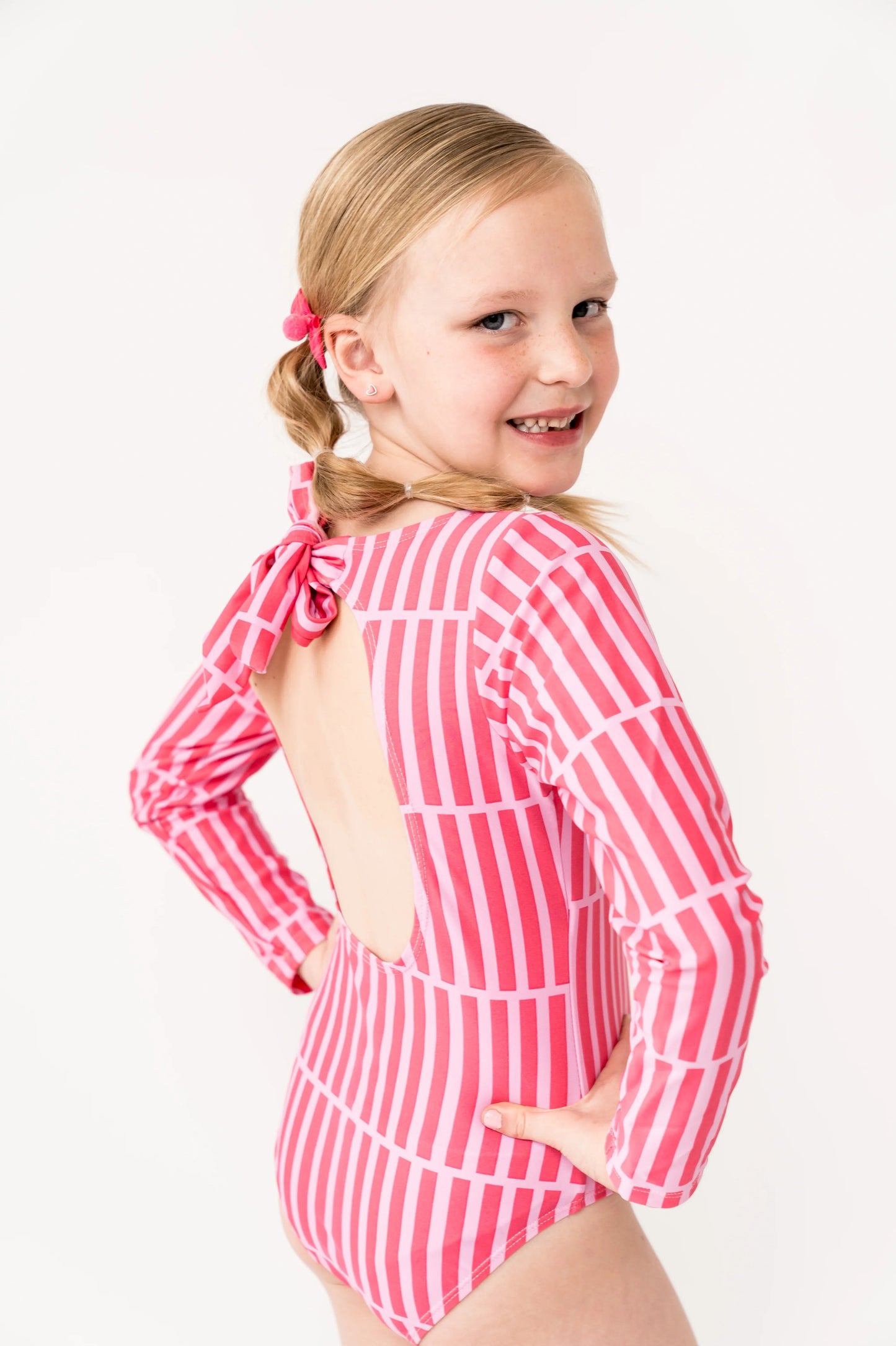  Mini Surfer Girl One Piece | Pink Stripe