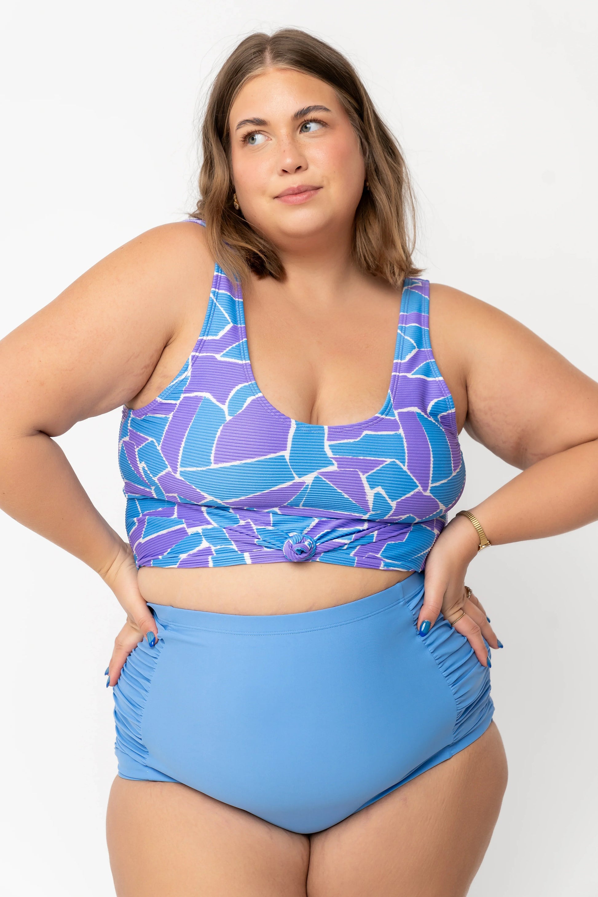  Traveler Top | Geometric Purple & Blue