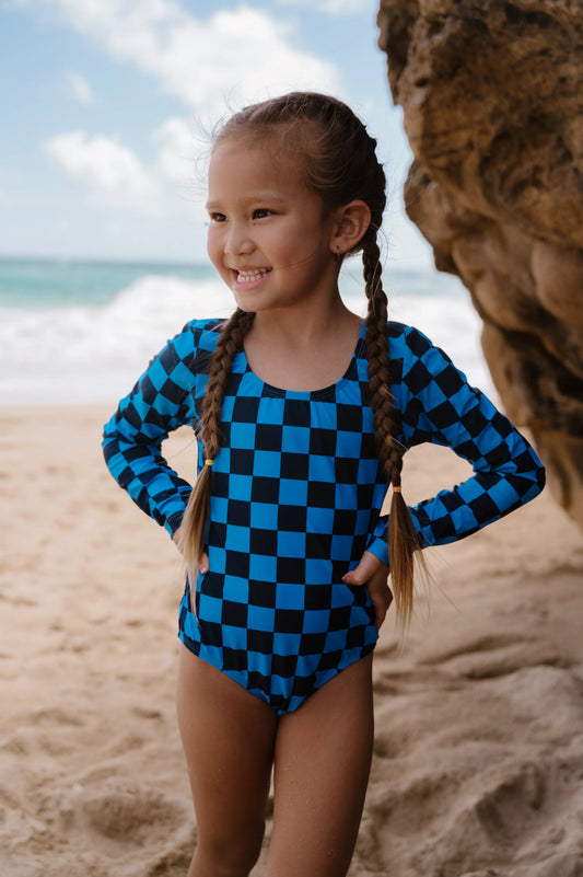  Mini Surfer Girl One Piece | Blue Check