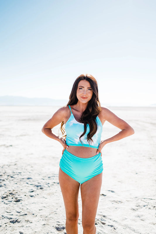  Bali Reversible Bottoms | Neon Aqua & Tie Dye Aqua