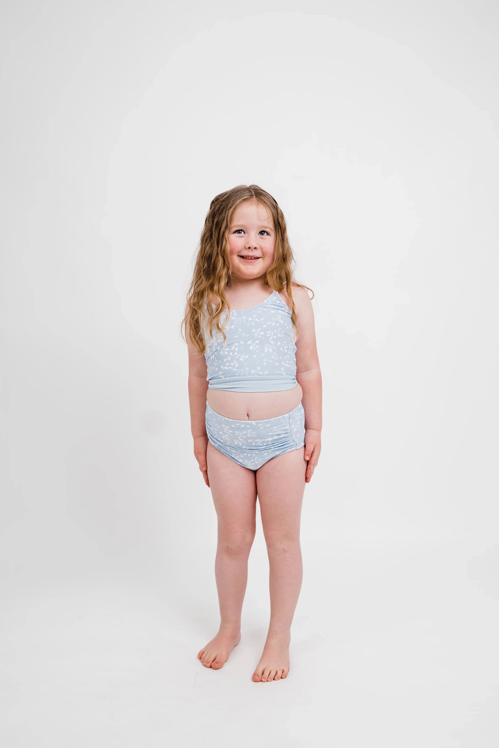  The Mini Lounger Top | Powder Blue Leaf Print