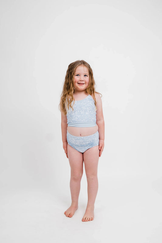  The Mini Lounger Top | Powder Blue Leaf Print