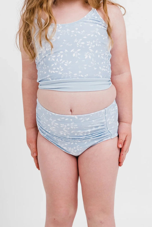 The Mini Barefoot Bottom | Powder Blue Leaf Print
