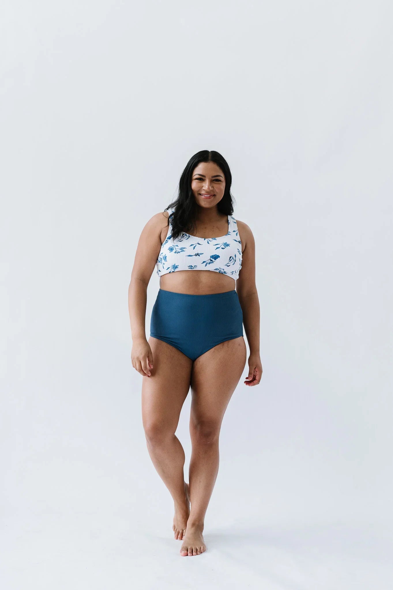  Seashell Top | Ocean Blue Floral