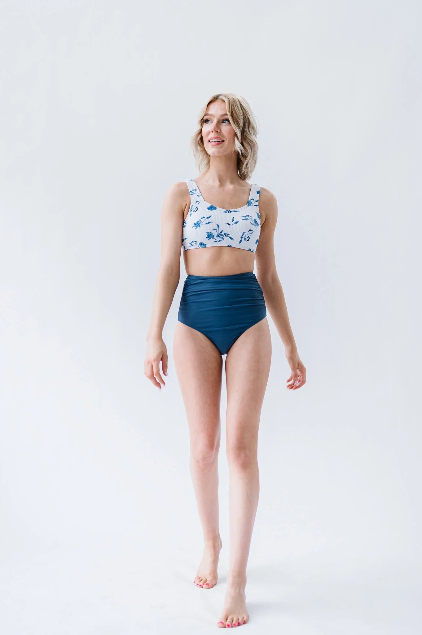  Seashell Top | Ocean Blue Floral