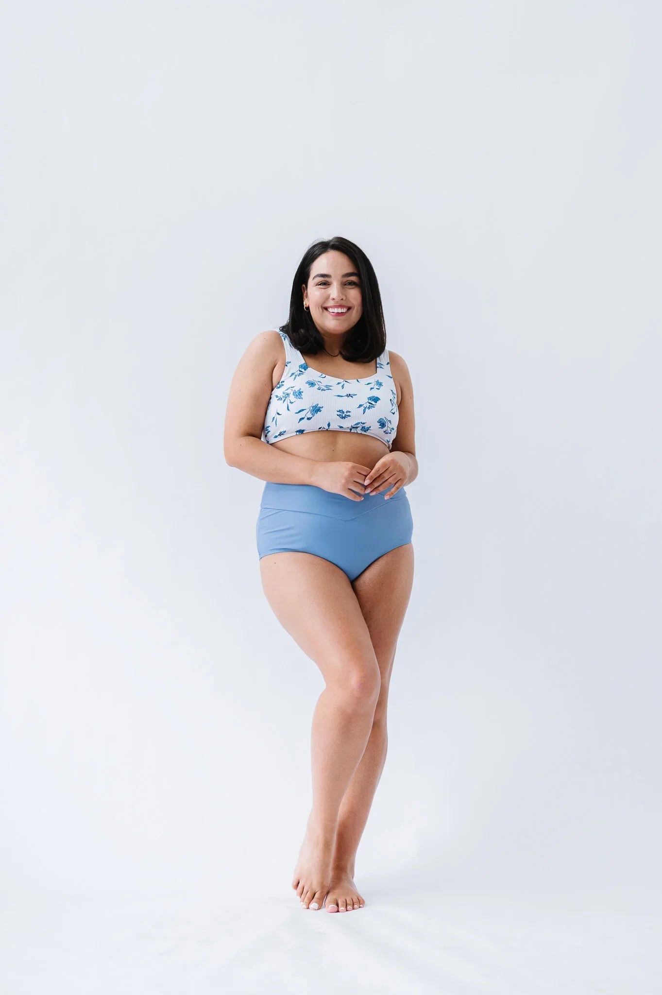  Seashell Top | Ocean Blue Floral