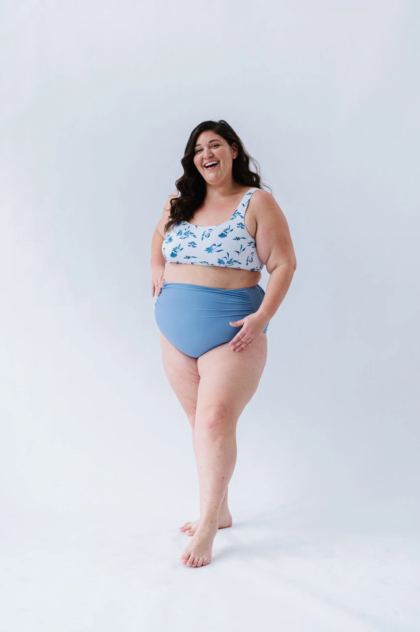  Seashell Top | Ocean Blue Floral