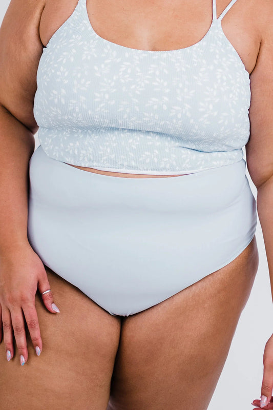  Bali Reversible Bottoms | Powder Blue Leaf Print | Final Sale