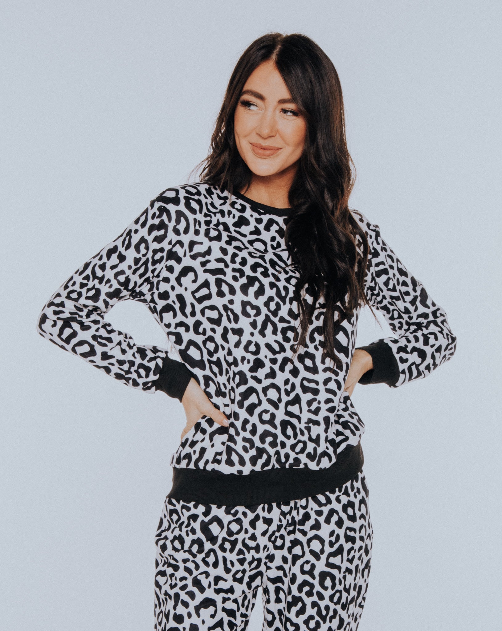  Black & White Leopard Print Sweater | Final Sale