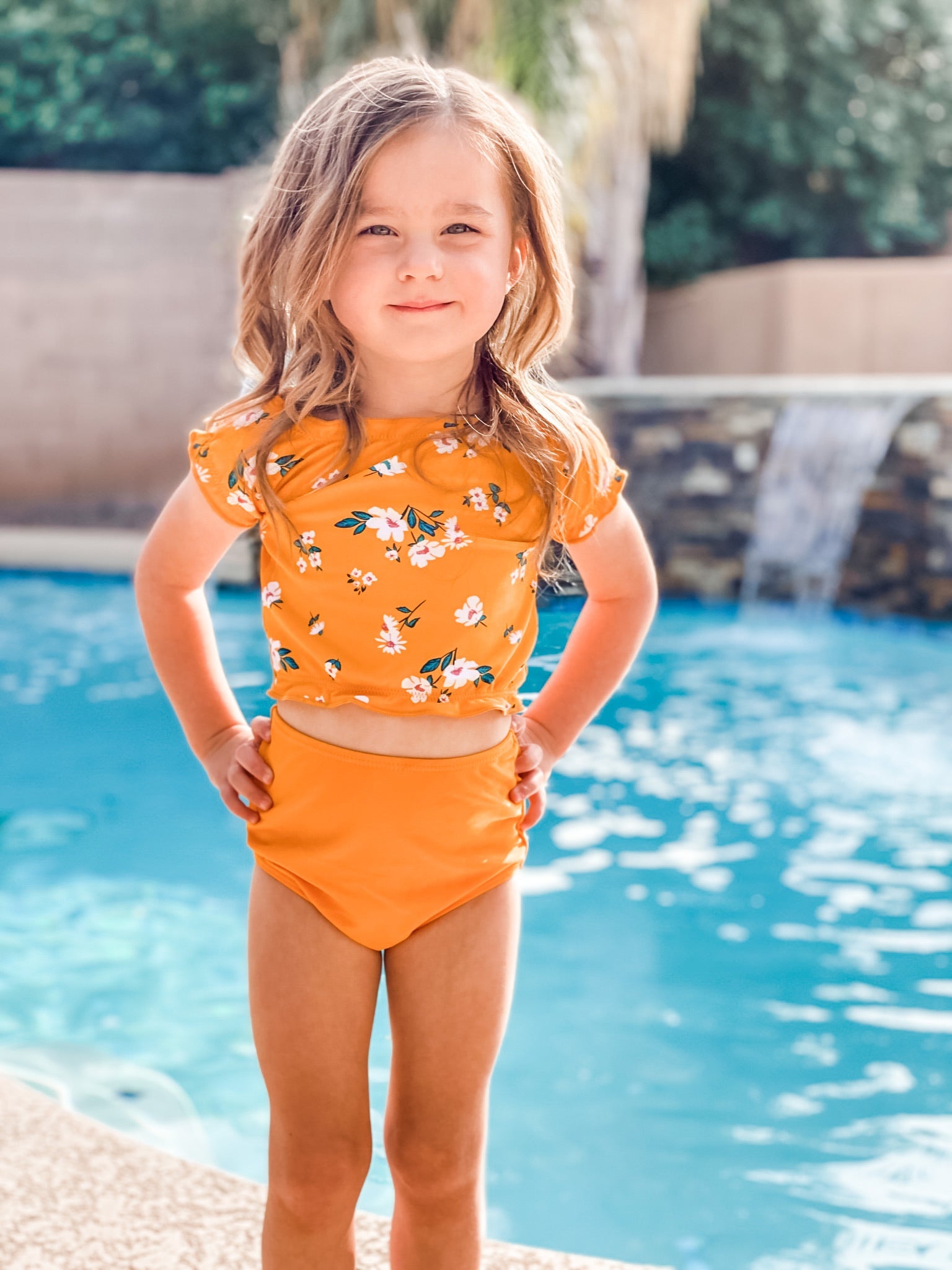  Mini Mo'orea Reversible Top | Mango/Floral | Final Sale