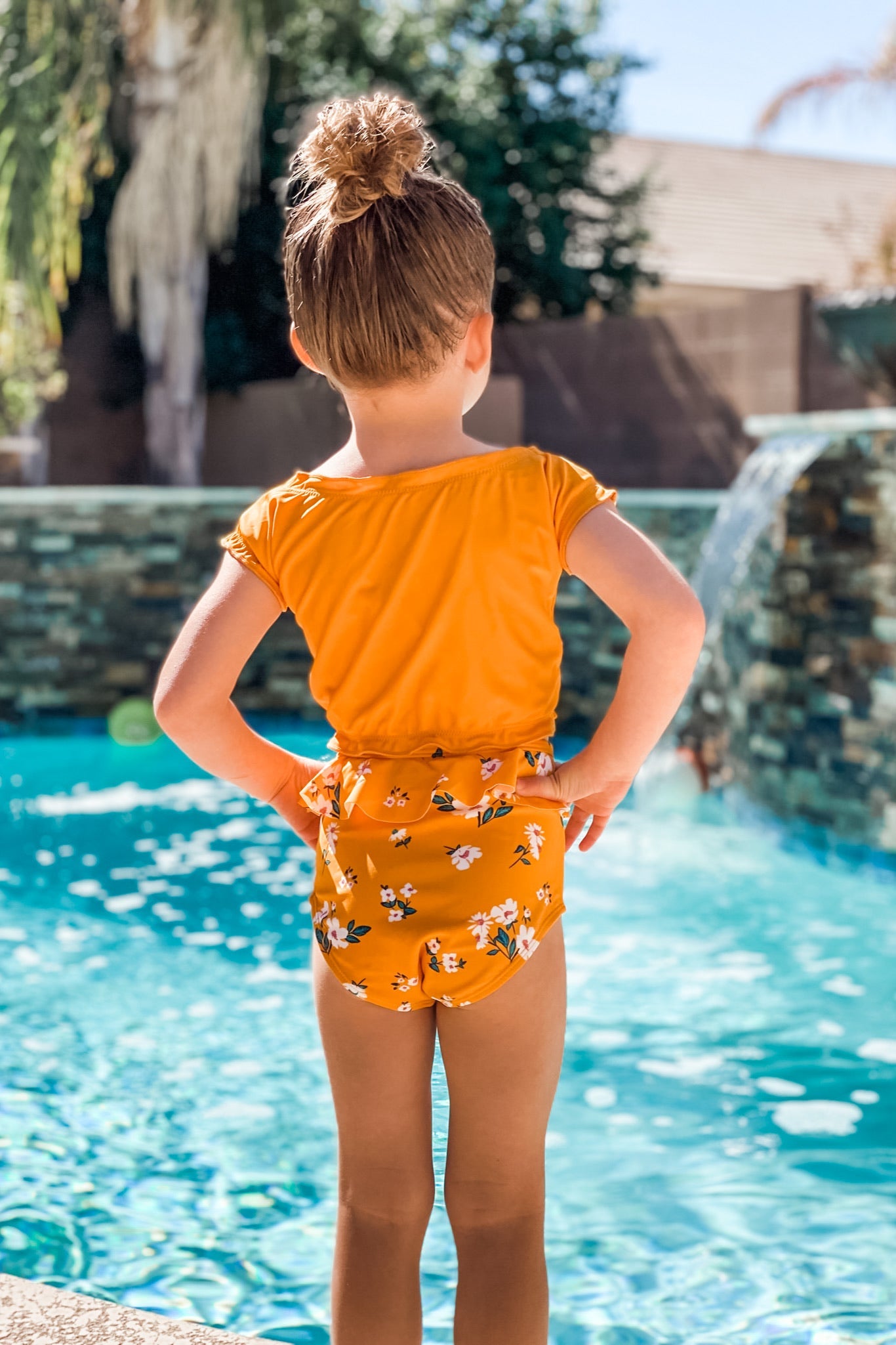  Mini Mo'orea Reversible Top | Mango/Floral | Final Sale