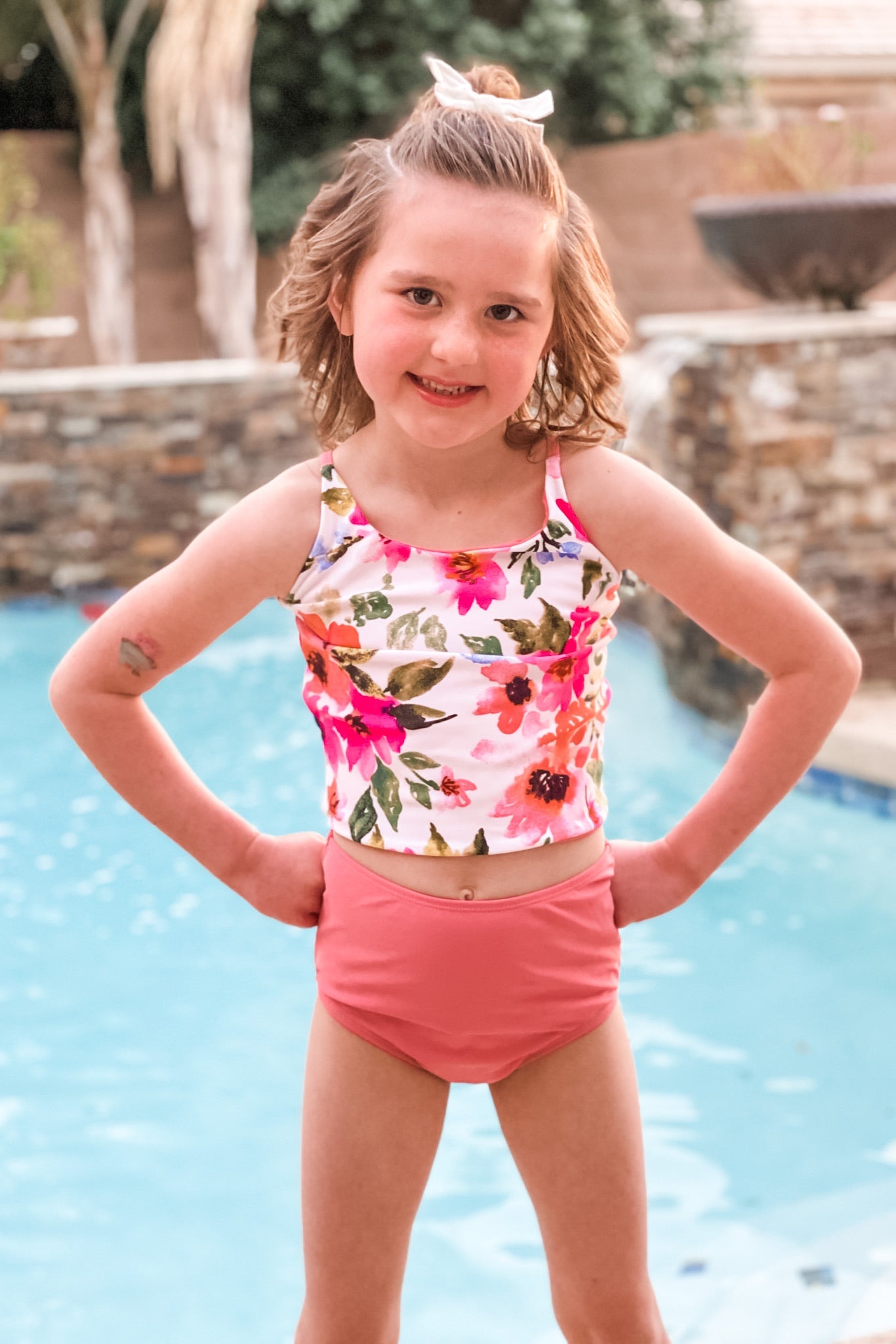  Mini Centara Reversible Top | Watermelon/Floral | Final Sale